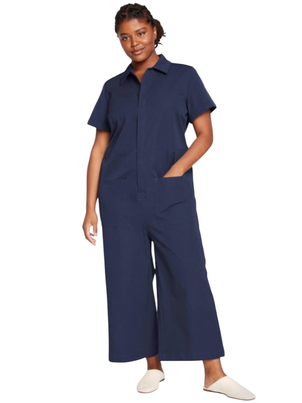 Universal Standard Kate Stretch Cotton Twill Jumpsuit Navy Size 26/28 (XL) NWT